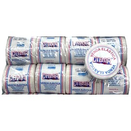DIBAR Venda Elástica de Tejido Plano de Algodón, 5 cm x 5 m, Paquete con 8 Piezas, Blanco