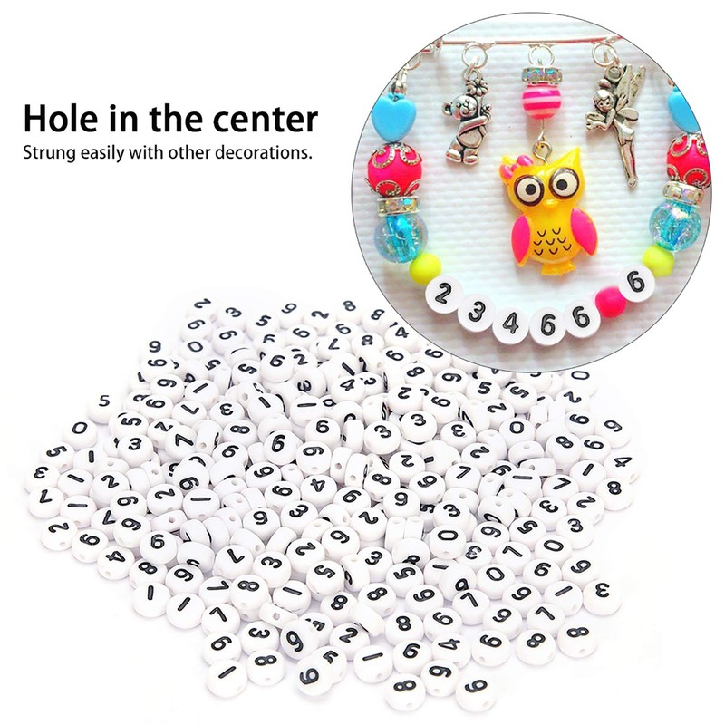 500PCS Número redondo de cuentas de acrílico, cuentas de acrílico