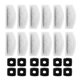 Cat Water Fountain Filter for 67Oz Satainless Steel Pet fountain, Dog Cat Fountain Filter Replacement with Pump Sponges (12filters&12sponges)