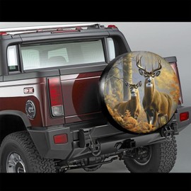 Rv Spare Tire Covers for Rv Trailers Wheel Protectors Tyre Covers Weatherproof and Dustproof Wheel Covers Universal Fit for Trailer Rv SUV Truck Travel Trailers Camper 14" - Two Deer