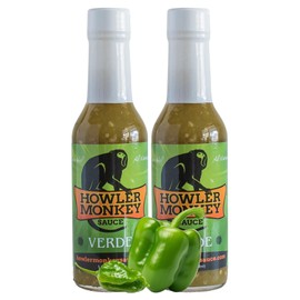 Howler Monkey Sauce Verde - Aji Chombo Inspired Hot Sauce - Gluten Free, No Carbs, Low Sodium - Traditional Panamanian Style - Livening Up Any Dish, Soups, or Marinades - 2-Pack 5oz Bottles