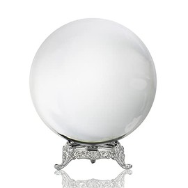100mm/3.9inch Clear Crystal Ball with Metal Stand Fortune Teller Mystical Quartz Ball Photography Props FengShui Divination Spheres Decorative Glass Ball
