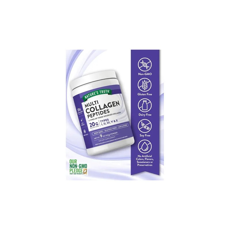 Colágeno Sin Sabor en Polvo Natures Truth Multi Tipo I,