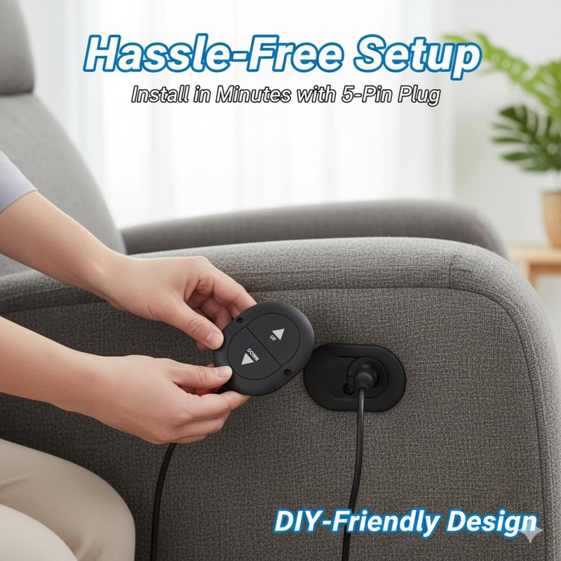 Yulatik 2 Button 5 Pin Electric Sofa Hand Controller -