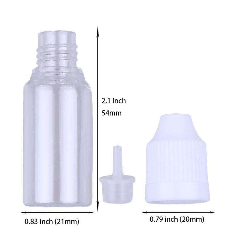 50PCS 10ml Transparent Empty Squeezable Lab Solvents Liquid Dropper Bottles
