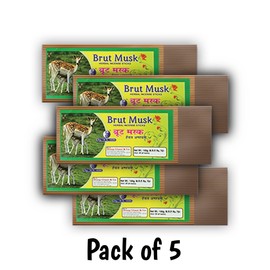 Brut Musk Incense Sticks Pouch | 100 GMS Pack | Pack of 5 Pouches | Long Lasting Incense Sticks for Calming & Relaxation | No Charcoal Agarbatti | Dhoop Chaon and Co., Standard