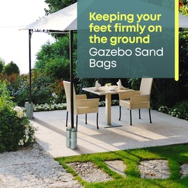 FiNeWaY Set of 4 Gazebo Sand Weights Gazebo Sandbags- Twin-leg Zip Top Sand Feet Bag Weights For Anchoring Gazebos Tents Sun Shades Umbrella Pop Up Canopy Trampolines & Kids Garden Toys