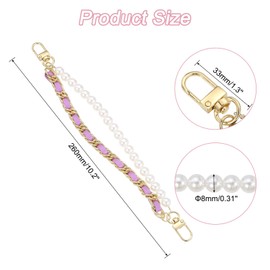 uxcell 2Pcs 10.2'' Pearl Purse Double Chain, Metal Purse Extender Chain, PU Leather Double Handle Wrist Chain, Purse Handbag Strap Replacement Chain (Purple, Gold Chain)