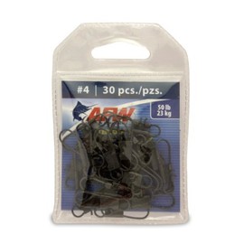 American Fishing Wire Interlock Snaps (Black/Size 4, 50 Pound Test, 30-Pieces)