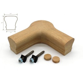 7021 Level Quarterturn with Cap, 90 Degree, 6010 Series, Hardwood Red Oak Stair Handrail Part