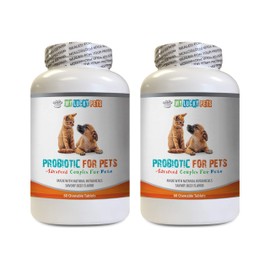 MY LUCKY PETS LLC cat Digestive Enzyme - PET PROBIOTIC - Dogs and Cats - Digestive Boost - GET RID of Bad Breath and Stop Diarrhea - Active Cultures probiotic - 2 Bottles (120 Treats)