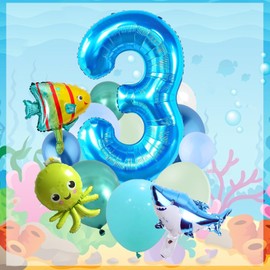 ZOSIGN Sea Animals Balloons, Pack of 28 Ocean Birthday Balloons, 3rd Birthday Ocean Animals, Sea Animals Birthday Decoration, for Children's Birthday Theme Decorations