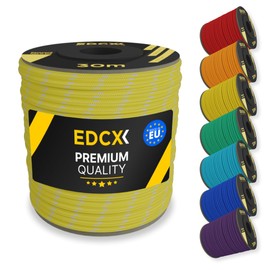 EdcX 4mm Nylon Paracord 550 30m (100 feet) - Type III, 100% Nylon Rope, 7 Strand Rope, 4mm Nylon Rope in Solid Colors (Reflective Yellow, 30 m)