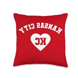 Workout Gym Shirt Sport Jersey Men Women Yoga Top Kansas City Reverse KC Heart Upside Down Athletic Men Women Throw Pillow, 16x16, Multicolor