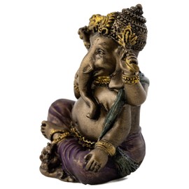 Top Collection Mini Ganesh Statue - Ganesha Lord of Success Sculpture in Premium Cold Cast Bronze with Colored Accents - 2-Inch Collectible New Age Hind God Figurine