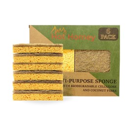 Hot Homey Non-Scratch Plant Based Scrub Sponge - Coconut Fiber and Biodegradable Sponges - Perfect Compostable Scrub Pads for Dishes and Bathroom