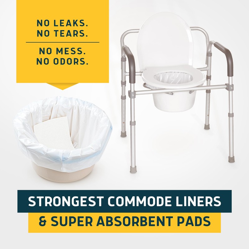 Lunderg Commode Liners with Absorbent Pads - Lemon Scent Medical