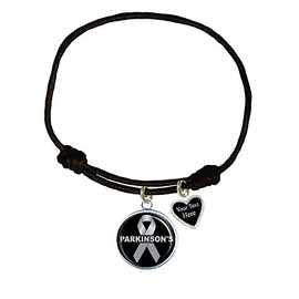 Holly Road Parkinson's Disease Awareness Black Leather Unisex Bracelet Jewelry Choose Your Text