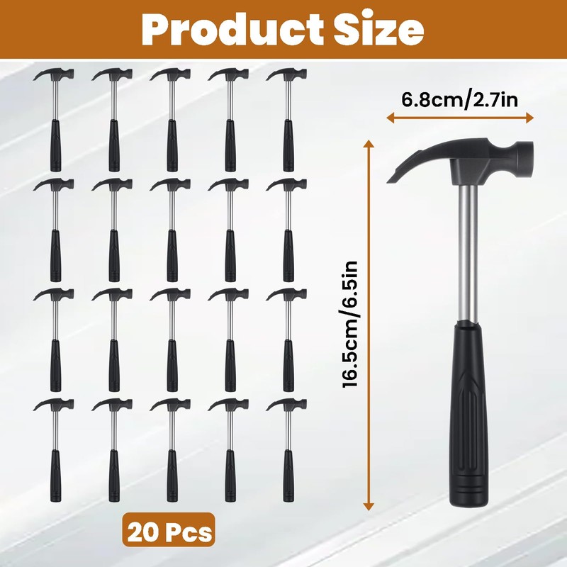 20 Pcs Mini Claw Hammer Bulk 6.5 Inch Solid Tubular