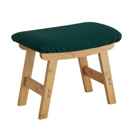 Foot Stool,Ottoman Foot Rest,Bamboo Foot Stool Under Desk,Small Stool for Living Room, Bedroom and Kitchen (Natural Legs - Green Stool Surface)