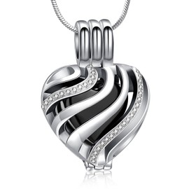 Minicremation Heart Cremation Jewelry for Ashes Urn Necklaces with Hollow Urn Keepsake Pendant Charm Stainless Steel Cremation Pendant Memorial Locket