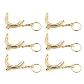 T Tulead Iron Frame Kiss Clasp Lock Purse Frame DIY Bag Bead Lock 2" Mini Wallet Coin Kiss Clasp Golden,6-Pack,with Key Ring