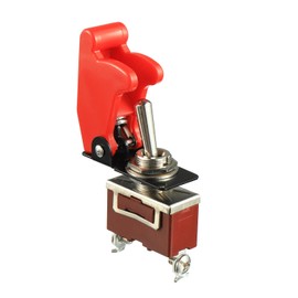 BOJACK Rocker Toggle Switch 20A 12VDC / 120VAC 2 Pin ON/Off SPST with Red Safety Cover for Car Truck Automotive (Pack of 2)