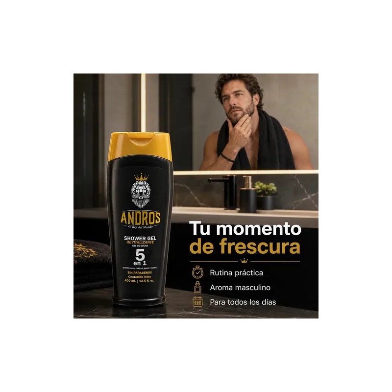 Gel De Ducha Andros 400ml Jabón Líquido Para Hombres Cuerpo