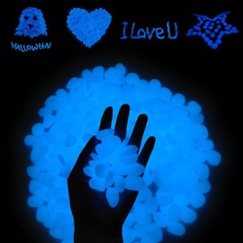 Glow Rocks, 100pcs Glowing in The Dark Stones in Blue for Outdoor Garden Backyard Decor, Luminous Pebbles for Fish Tank Concrete Walkway, DIY Decorative, Powered by Light and Solar