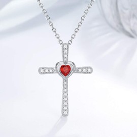 Christmas Birthday Gifts for Women Garnet Necklace for Mom Wife January Birthstone Jewelry Sterling Silver Love Heart Anniversary