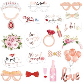 JORUN Hen Party Photo Booth Props Rose Gold Party Accessories for Adults - Bridal Shower Selfie Frame Hen Do Decoration