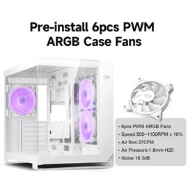 PCCOOLER C3T500 ARGB PC Case Mid Tower Desktop Computer Gaming Superior Case for ATX/M-ATX/ITX with 6 ARGB Case Fans,Column-Free Design,360MM Radiator&400MM GPU Support,Easy Installation (White)