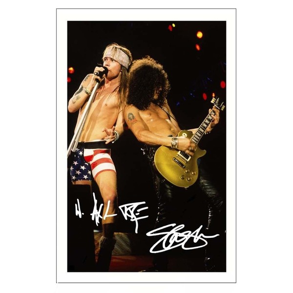 Axl Rose & Slash - Guns 'n' Roses GNR Signed 12x8 Inch Photo Print Pre Printed Signature Autograph Gift Art Work, Wall Art