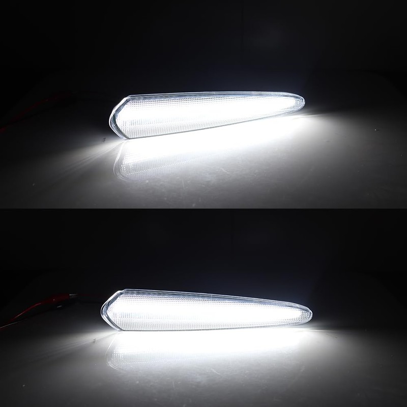 GTINTHEBOX Clear Lens White LED Rear Side Marker Lights for