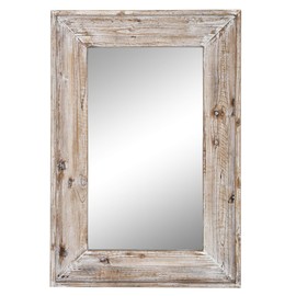 EMAISON 36 X 24 inch Wall Mount Wood Frame Bathroom Vanity Mirror Rustic Horizontal/Vertical Rectangle Mirror for Over Sink, Bedroom, Farmhouse Home Decor (Distressed White)