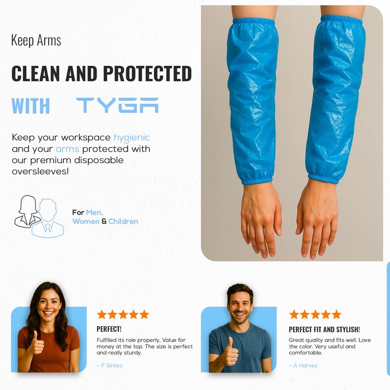 TYGA STORE 3 x 100 Oversleeves Arm Covers - Waterproof