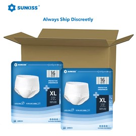 SUNKISS TrustPlus XLarge Unisex Incontinence Disposable Underwear, 64 Count, Quick Dry, Heavy Absorbency, Barrier Leak Protection, Odor Control, Soft, Flexible Fabric