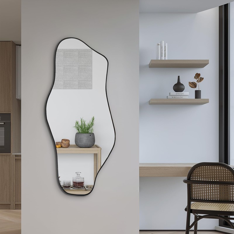 DAOYIJIAJU Irregular Wall Mirror, Asymmetrical Mirrors, 40"x17.7" Modern Bathroom Mirror