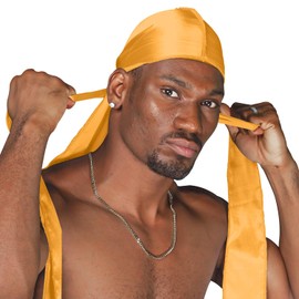 DOHEEM Durags for Men Women, Silky Satin durag for 360 Wave, Long Tails, 1Pc Gold