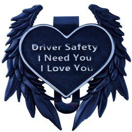 TEWAFOS Guardian Angel Visor Clip - Guardian Angel Visor Clips for Cars,Stainless Steel Wings Cross Sunshade Clip Driver Gift (Black Sliver)