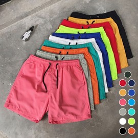 Unisex Daily 3/4 Length Beach Shorts 13-Color Neon Green