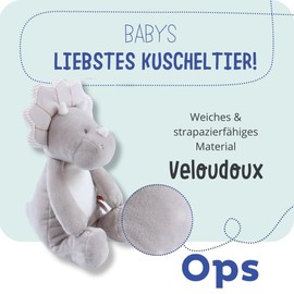 Noukie's - Comforter for Children - Small Plush Toy Ops in Grey - Veloudoux Comforter - Child-friendly Size (25 cm)