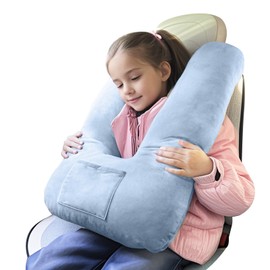 Car Pillow for Kids, Travel Pillow for Car, Toddler Travel Pillow for Sleeping Carseat Pillow for Adults, Removable and Washable Covers, Long Car Ride Essentials, Blue-Skin-Friendly