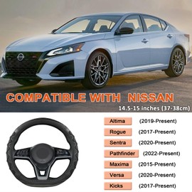 GIANT PANDA Steering Wheel Cover for Nissan Altima Rogue - Car Steering Wheel Cover for Nissan D Shape(Gray-D-Shaped)