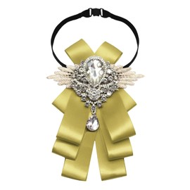 Gsyziux Sparkling Bow Ties for Men Pre-Tied Crystal Bowties Men Satin Ribbon Rhinestone Bowtie for Parties Weddings Proms (Yellow)