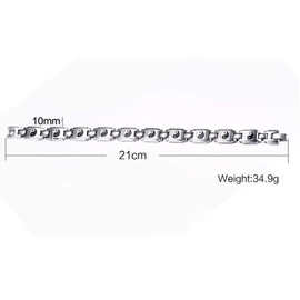 Mens Fashion Stainless Steel Link Bracelet Black Stone Religious Bagua Balance Yin Yang Tai Chi Symbol