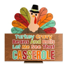 Thanksgiving Decorations Sign, Turkey Decorations, Thanksgiving Decor Indoor for Home Office Front Door, Happy Thanksgiving Decorations for Kitchen, Beans And Rolls