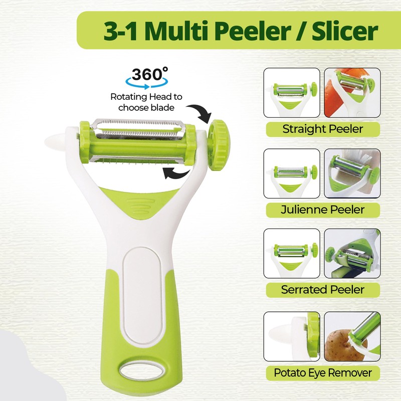 MantraRaj 3 in 1 Multi-Functional Peeler Multi Vegetable Straight Serrated