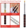 OQUQO 2 Pack Telescopic Handheld Flag Pole (8.2ft), Stainless Steel,