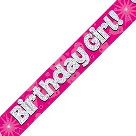 Birthday Girl Pink Birthday Party Foil Banner Pennant Age